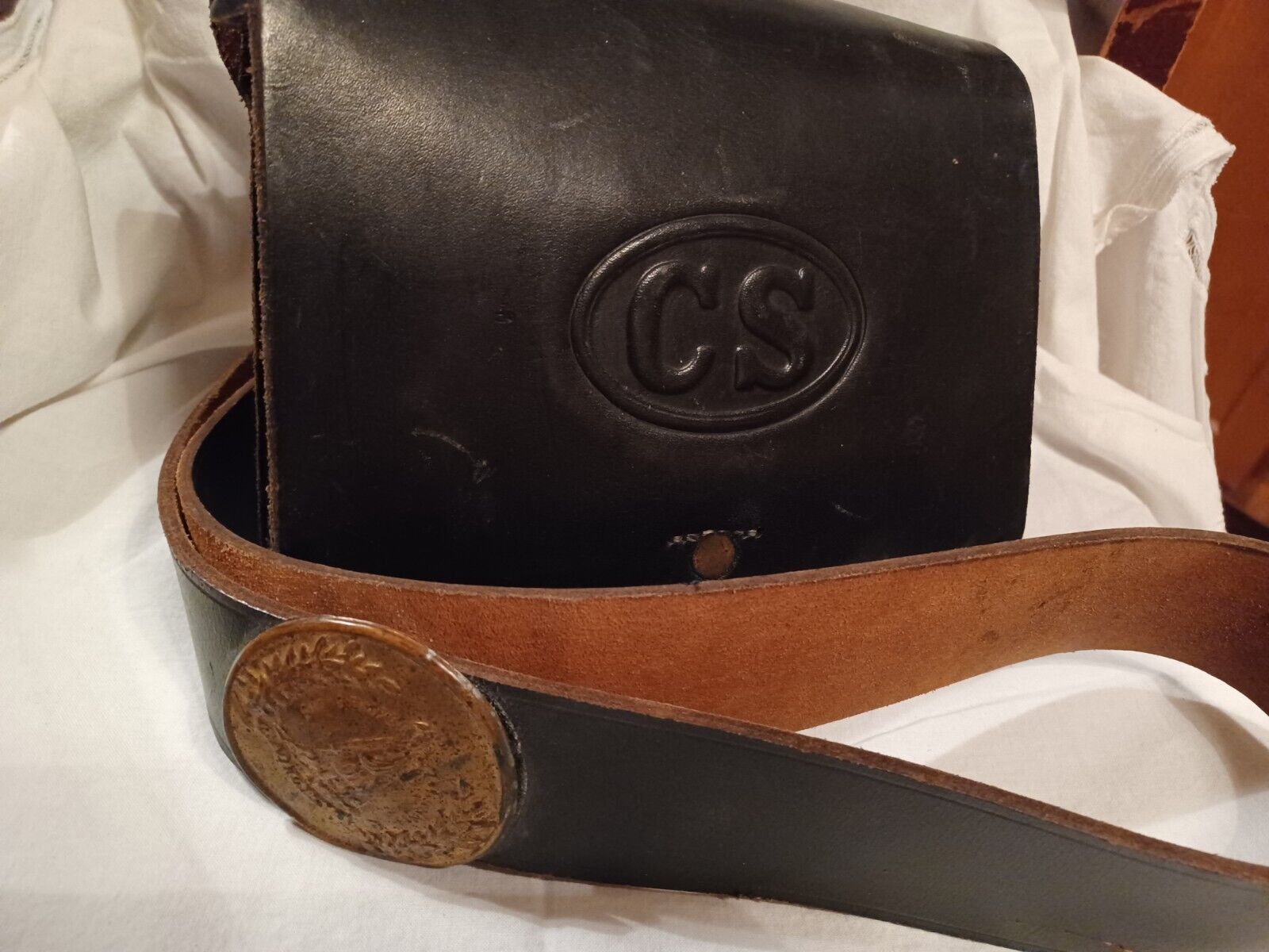 Confederate Solider Leather Shoulder Bag 