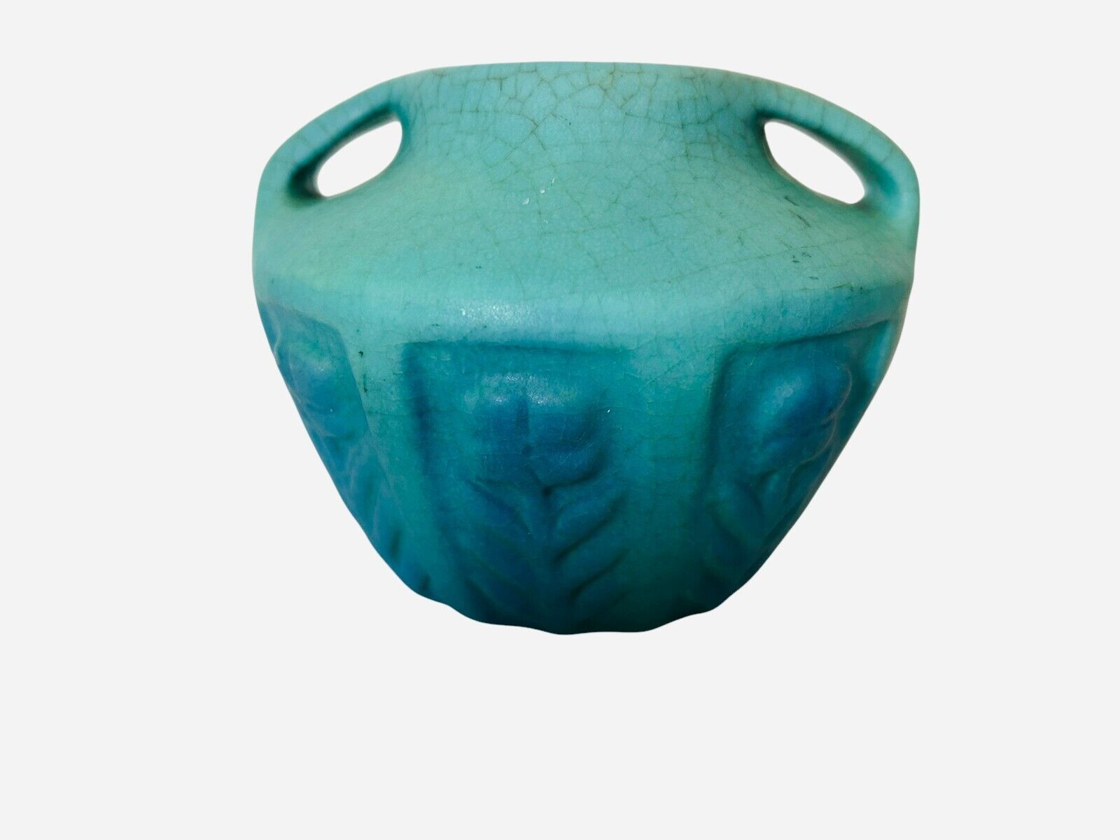 Vintage Van Briggle Pottery Ming Blue Turquoise Floral Vase 3.5\
