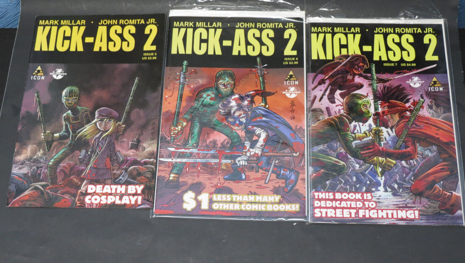Kick-Ass 2 (2011) Marvel Icon Comic Lot # 5, 6, & 7 Miller and Romita Lot