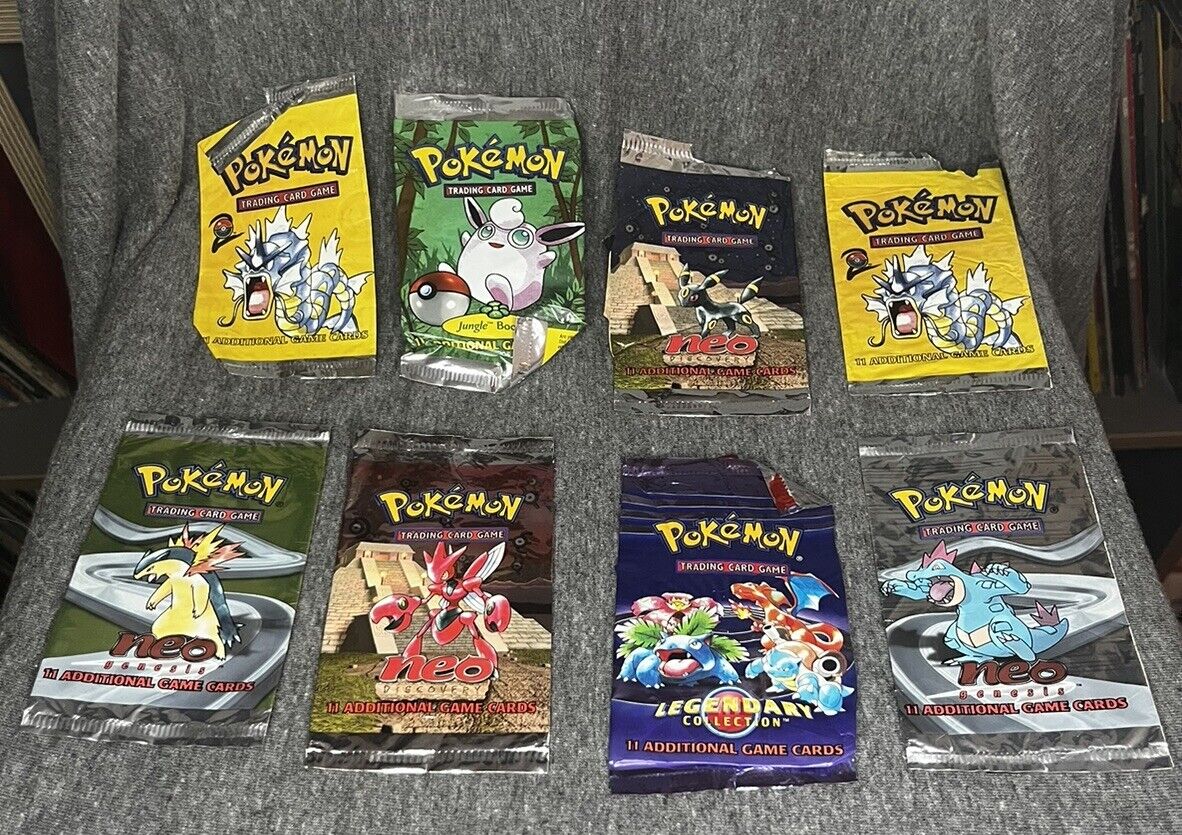 Lot Of 8  Vintage Pokémon Open EMPTY Packs Legendary Neo Genesis Base 2 Jungle