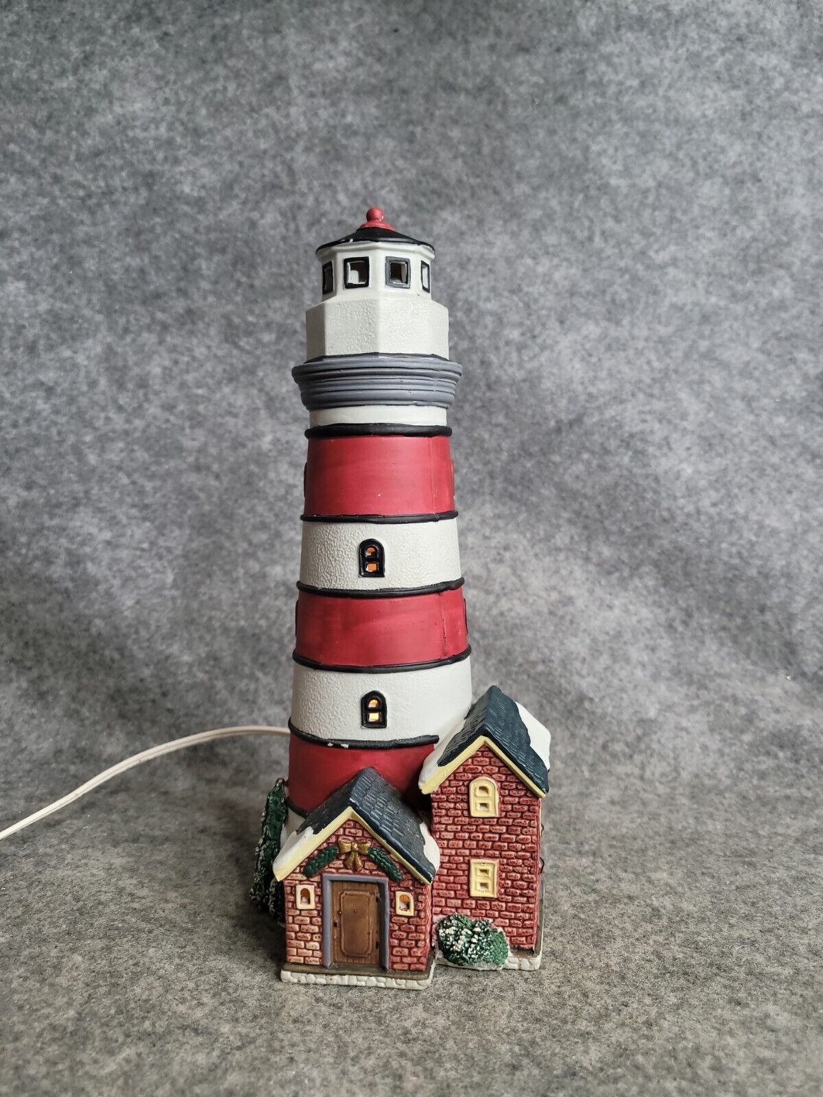 Vintage Lemax Plymouth Corners Lighted Ceramic Light House Village Home Decor
