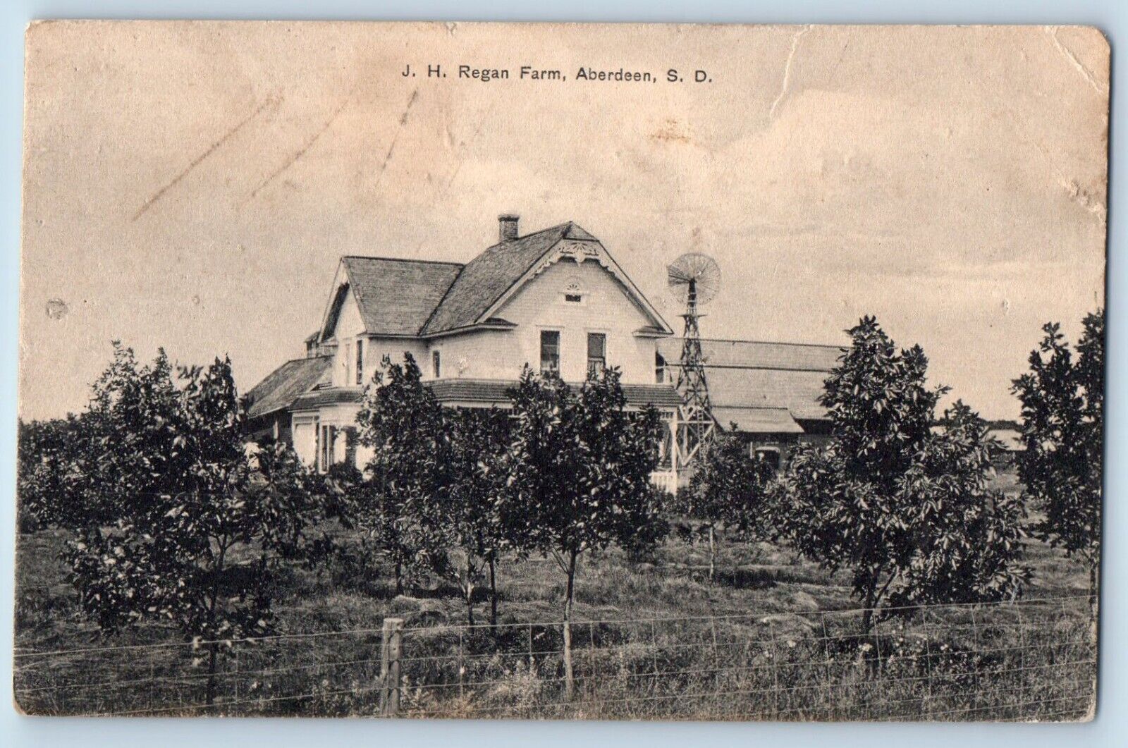 Aberdeen South Dakota SD Postcard J.H Regan Farm Exterior Building c1910 Vintage