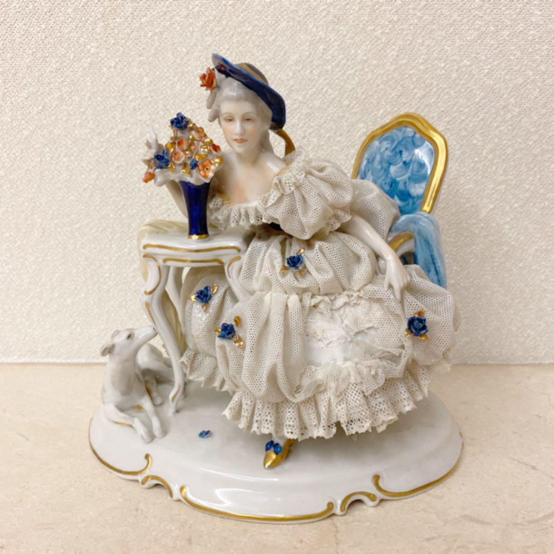 Antique Unter Weiss Bach Porcelain Lace Doll Figurine H20cm