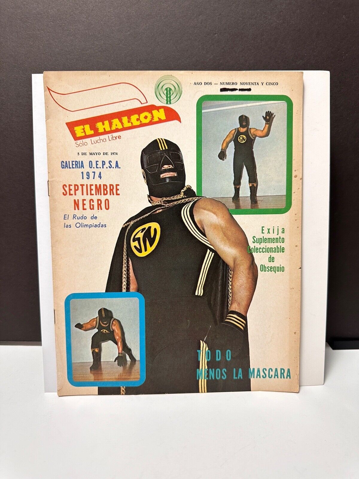 El Halcon #95 MACC DIVISION Vintage Wrestling Magazine (1974) Septiembre Negro