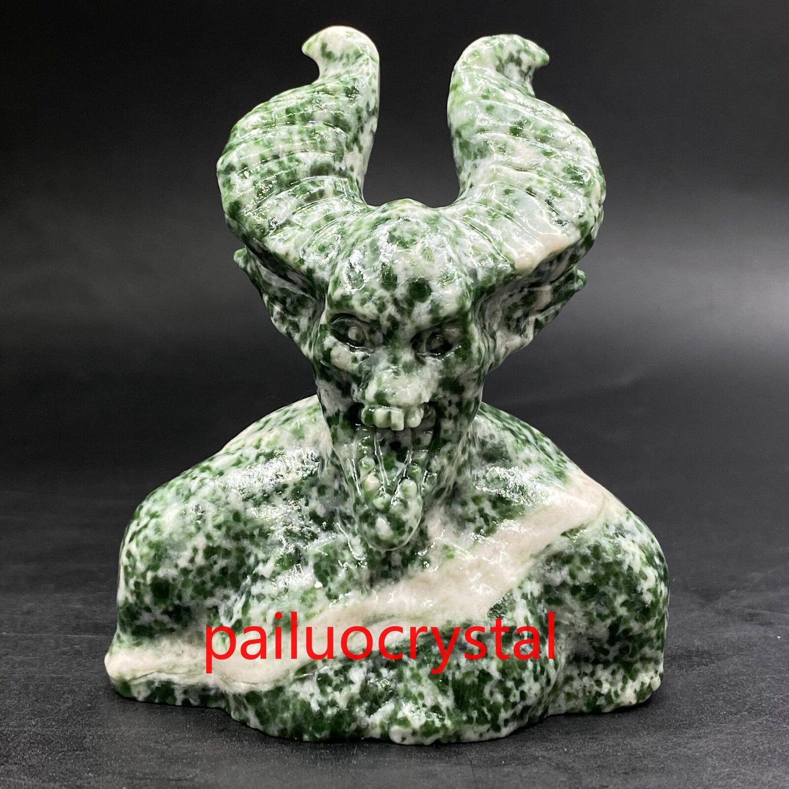 1pc Natural Qinghai Jade Devil Quartz Crystal Devil Skull Gem Reiki Healing 3\