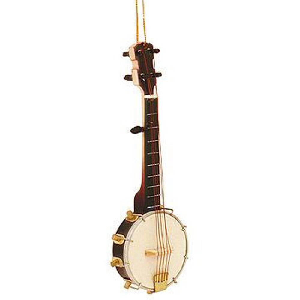 5 Inch Wooden Banjo Ornament Christmas X-Mas Gift Holiday Instrument 5 String
