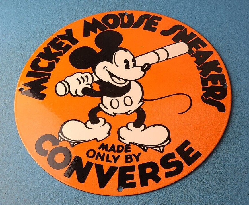 Vintage Converse Shoes - Mickey Mouse Porcelain Gas Pump Service Station Sign
