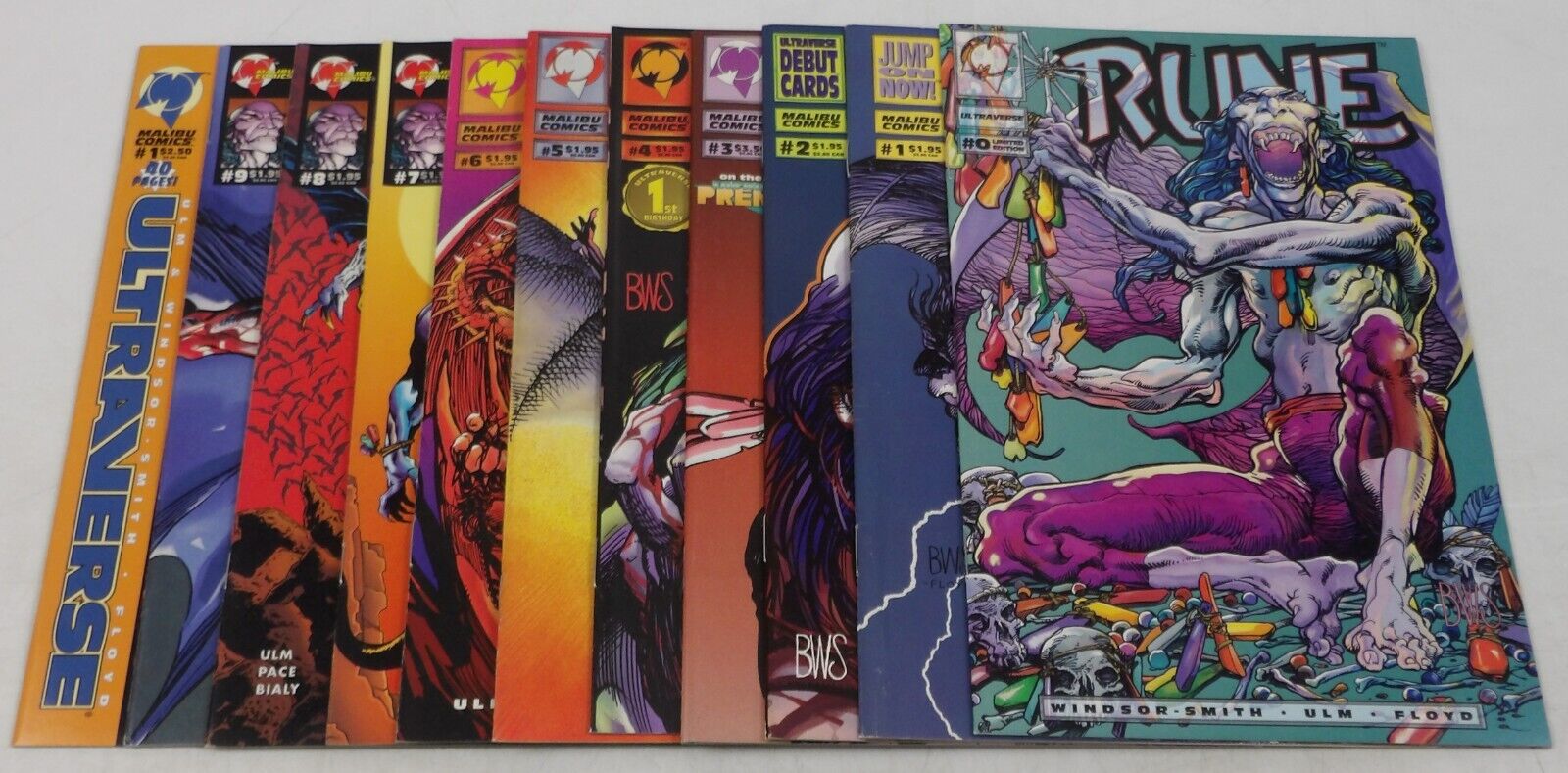 Rune #0 & 1-9 VF/NM complete series + Giant-Size Barry Windsor-Smith Ultraverse