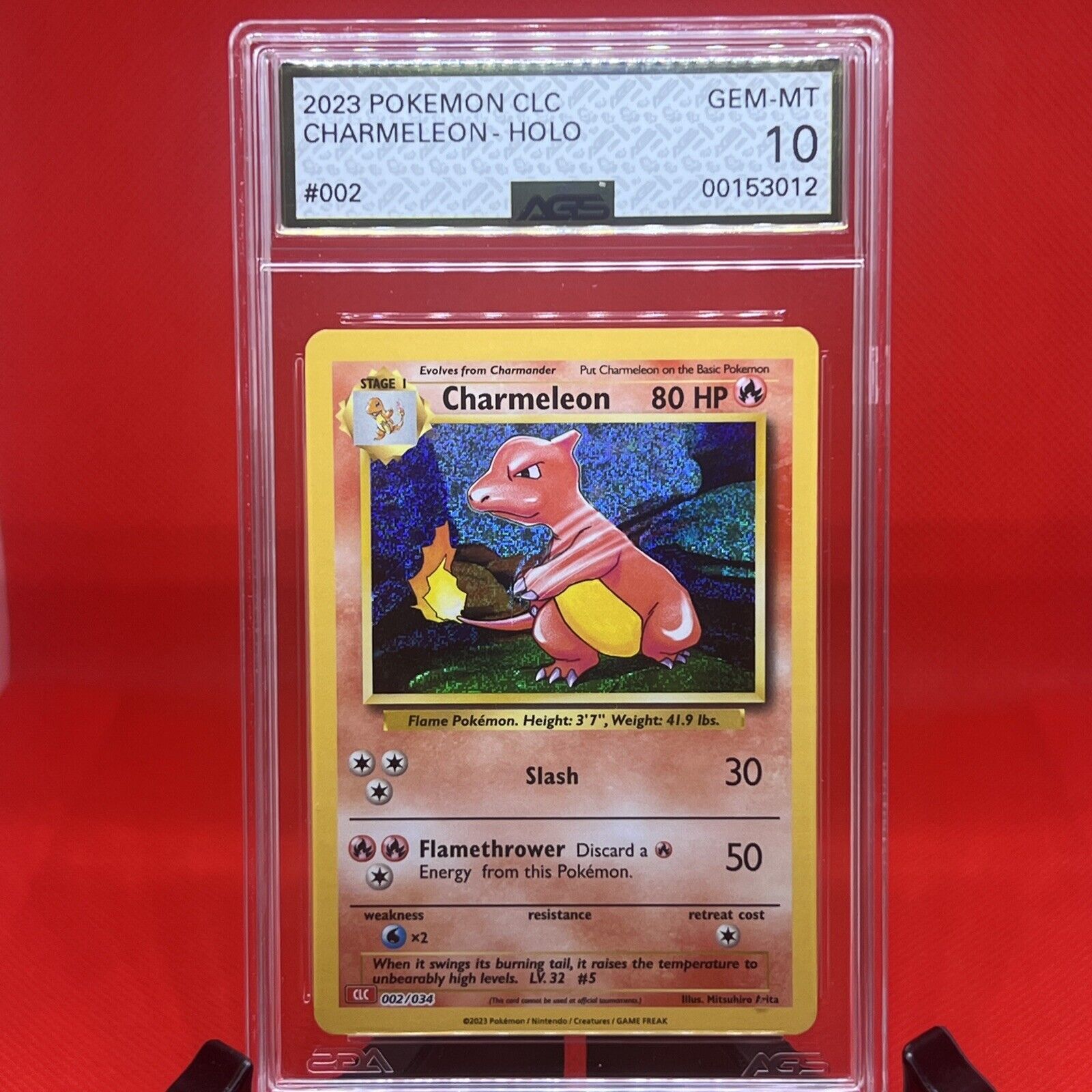 🔥2023 Pokemon Classic Collection 002 Charmeleon Holo English Gem Mt AGS 10 ✨
