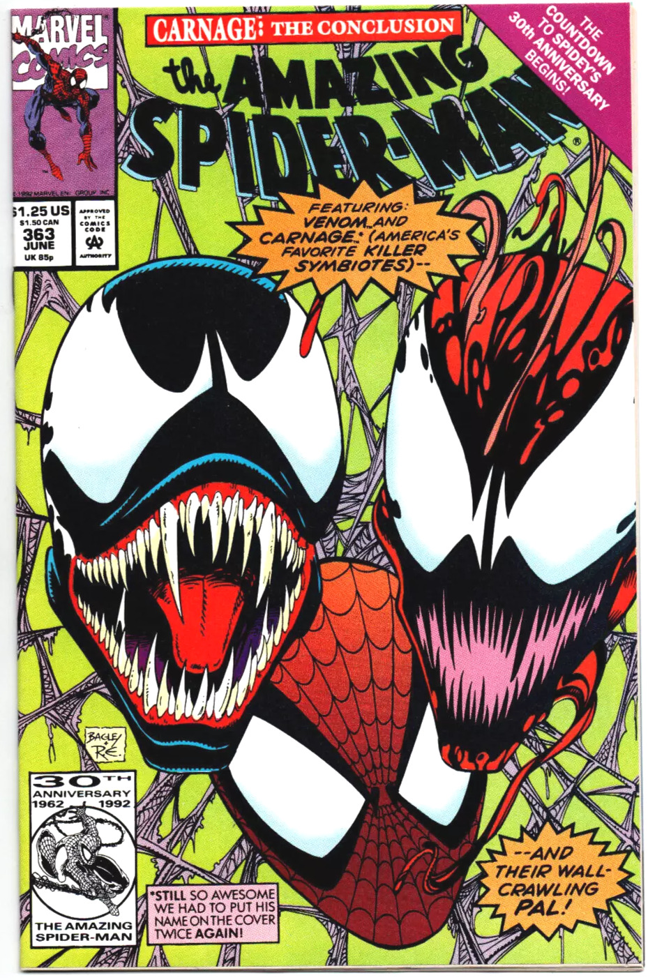 Amazing Spider-Man 363 Carnage Venom 1992 Marvel Comics June