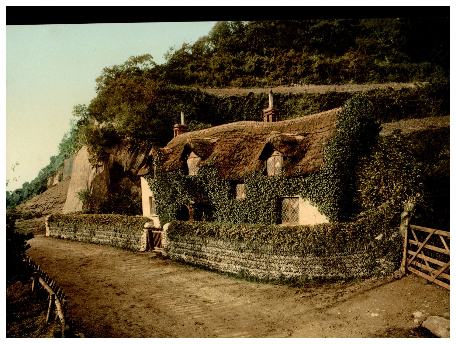 England. Lee. Swiss Cottage. Vintage photochrome by P.Z, photochrome Zurich p