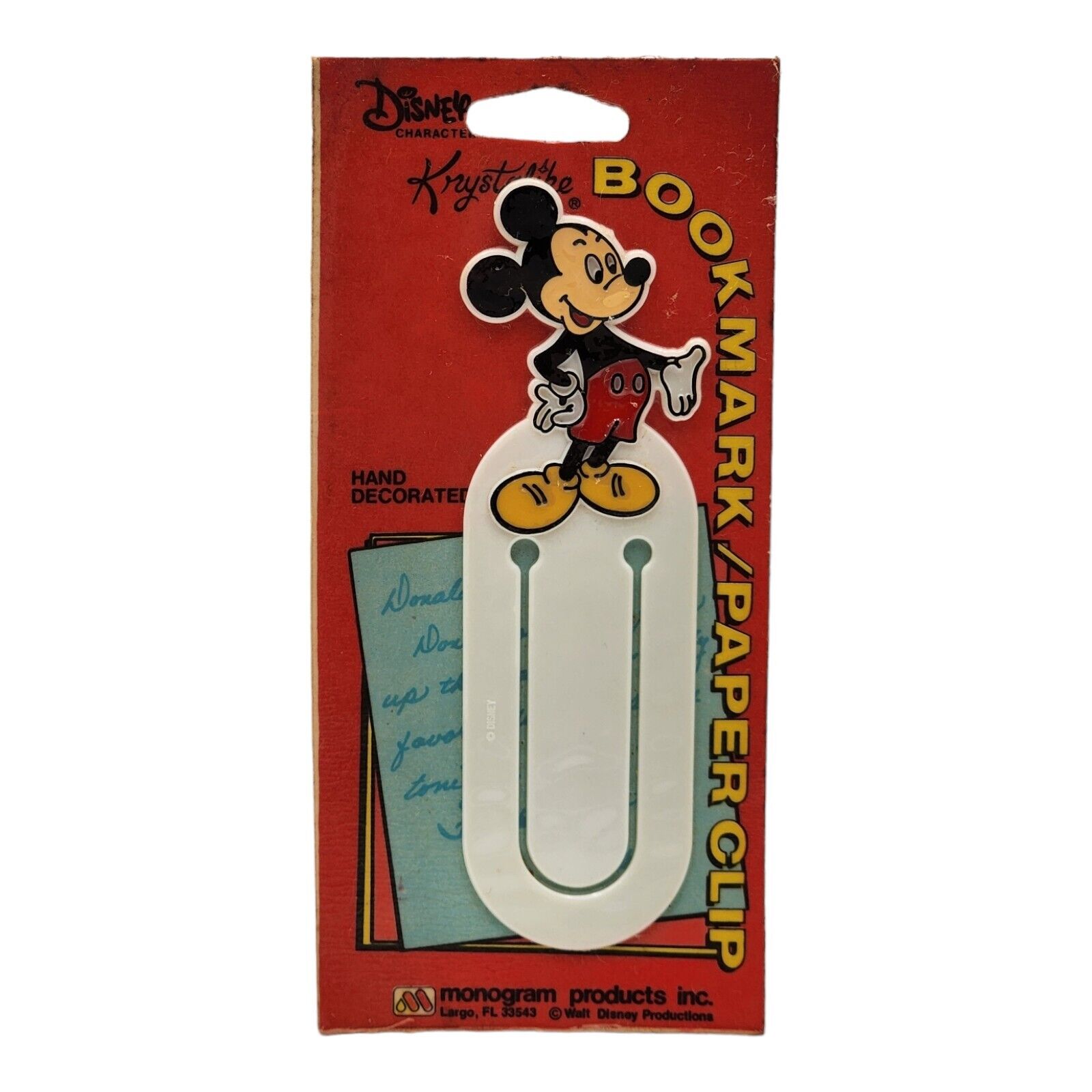 Rare Vintage Disney Mickey Mouse bookmark Giant paper clip New Sealed