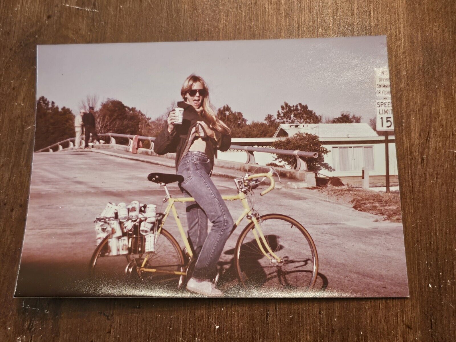 Vintage Blonde Girl On Bicycle Hauling Beer Photo Circa Late 70\'s Early 80\'s