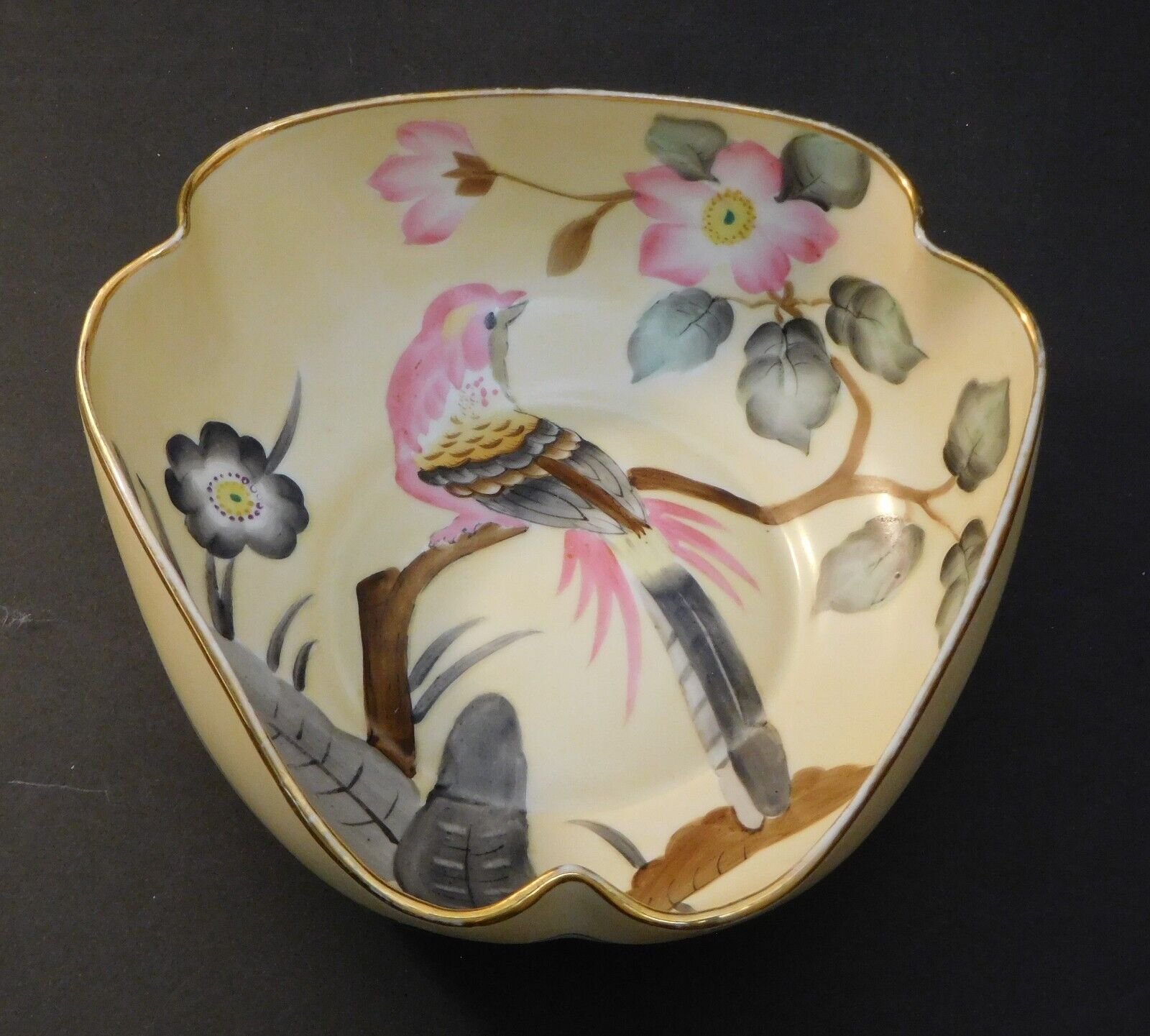 Vintage Japanese Noritake Bird & Floral Hand Painted Bowl