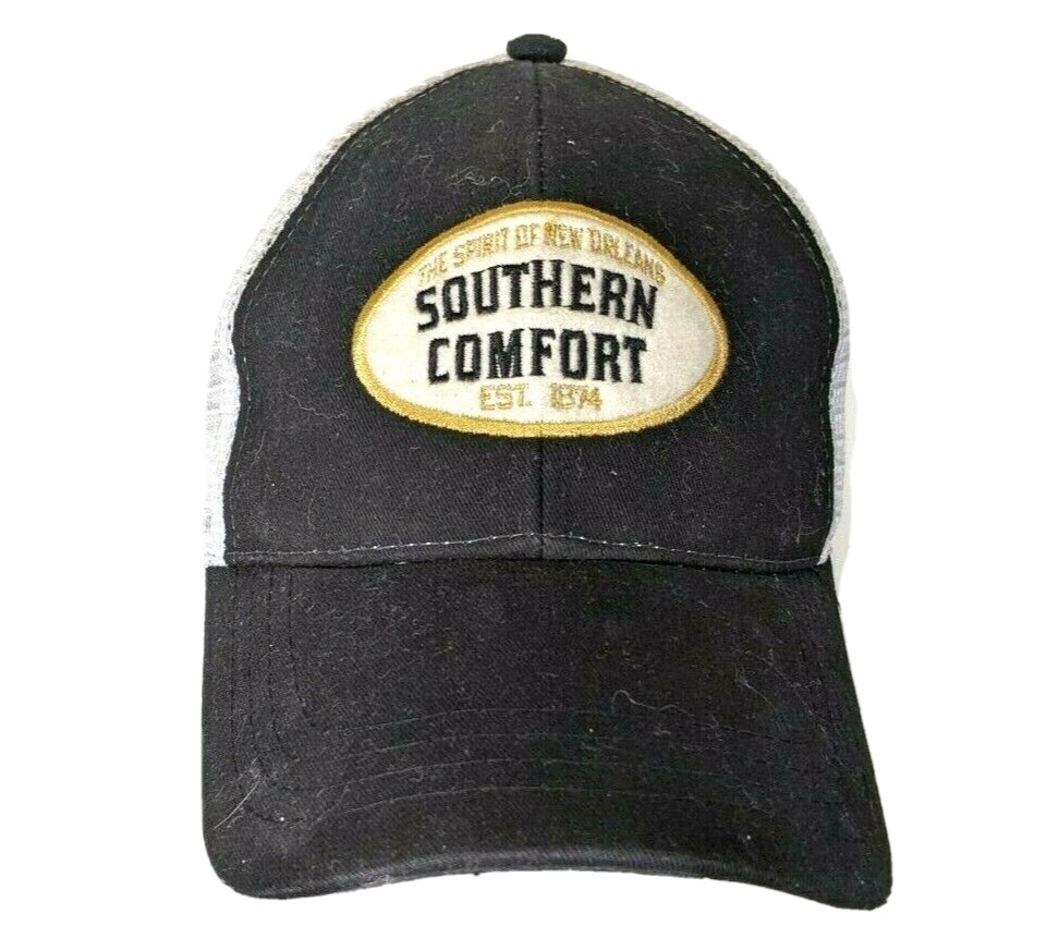 Southern Comfort Trucker Hat - Adjustable Whiskey Cap Black and White Snapback