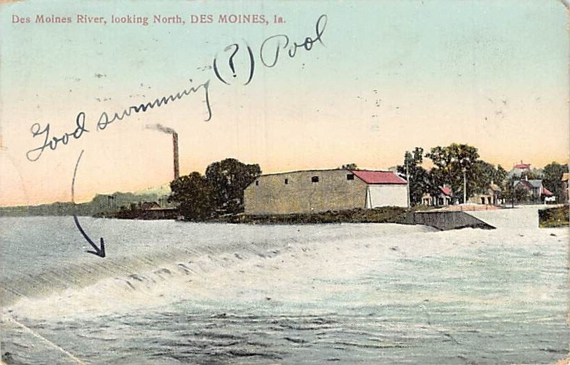 Postcard IA: Des Moines River, Des Moines, Iowa, Antique DB Posted 1910