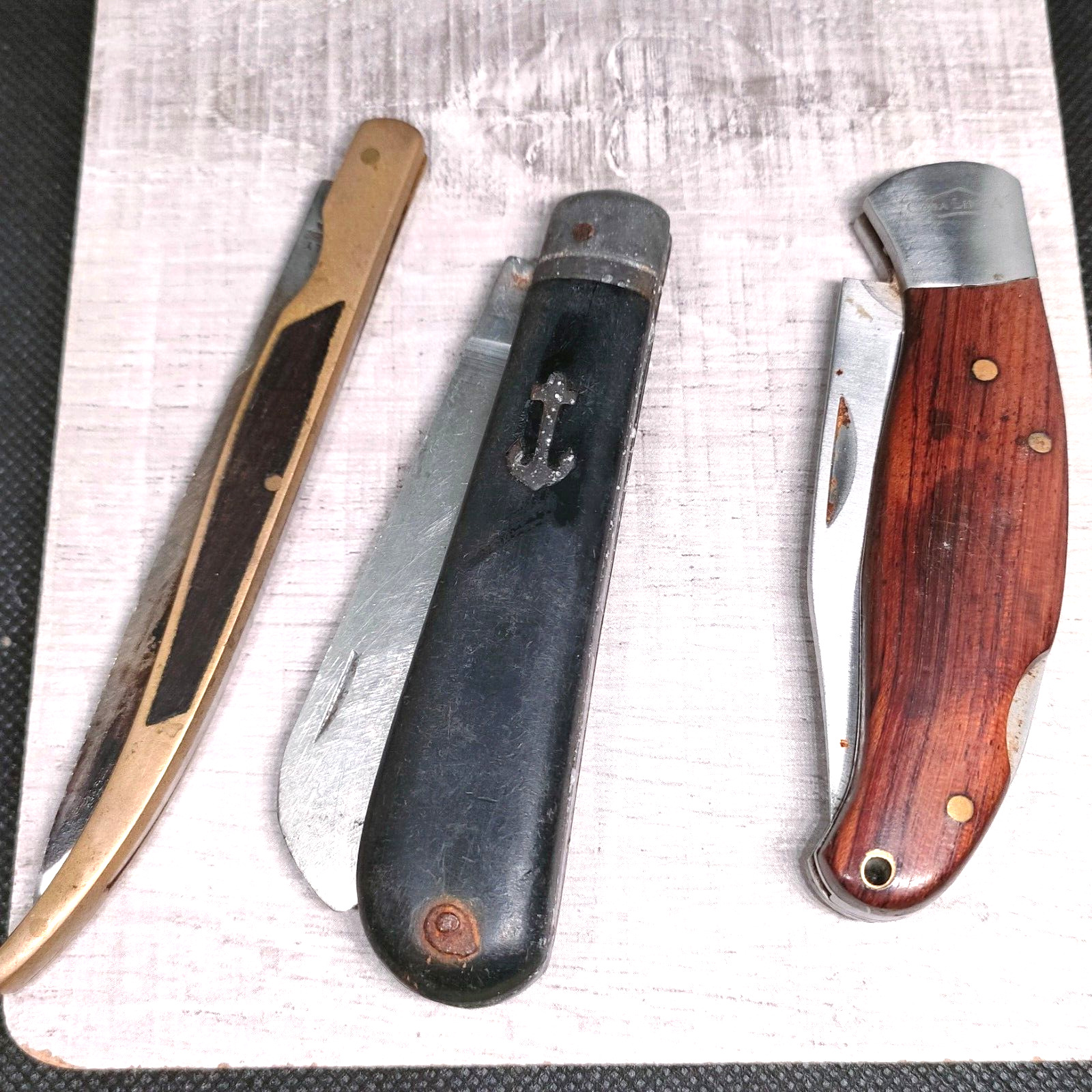 Lot of 3 old Antique folding knife Antique pocket knife Vintage Wooden handle