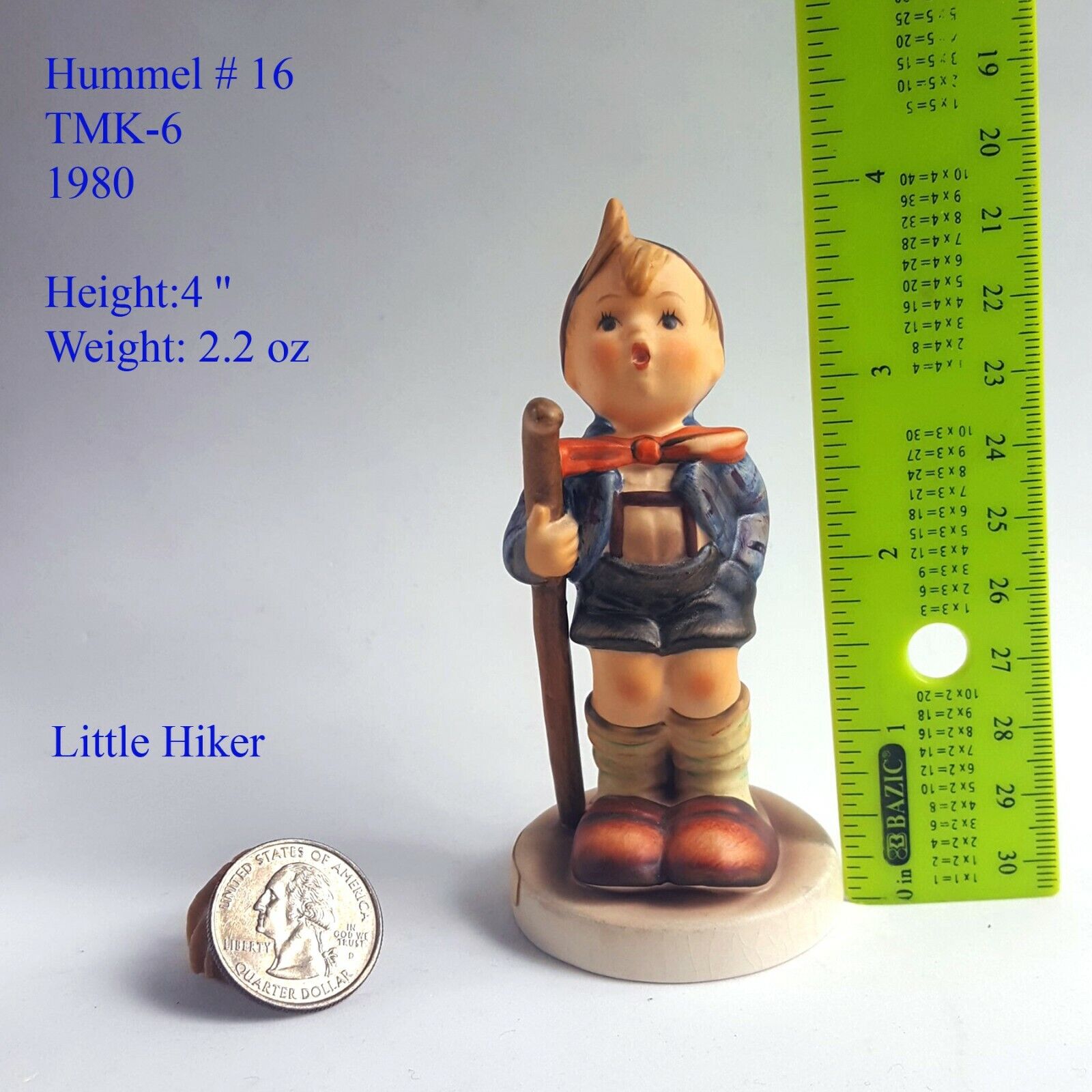 Genuine Vintage Goebel Hummel Figurine Little Hiker 1980 TMK-6 Hummel #16  