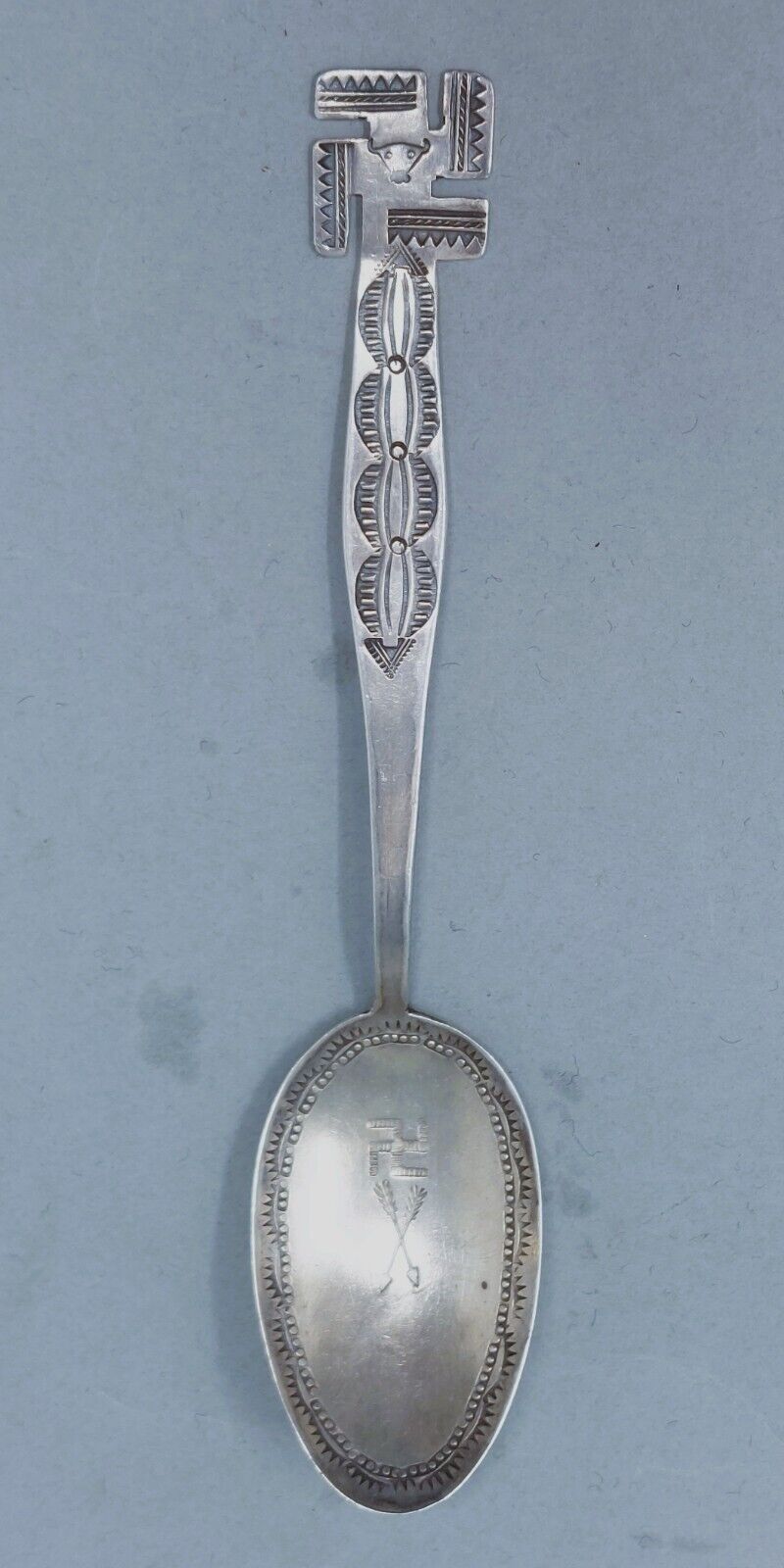 Rare HANDWROUGHT Navajo Antique Silver Souvenir Spoon Whirling Log Ca: 1900