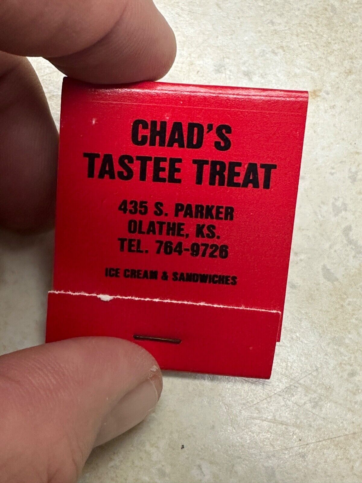 Vintage Chad\'s Tasty Treat Advertising Matchbook - Olathe Kansas