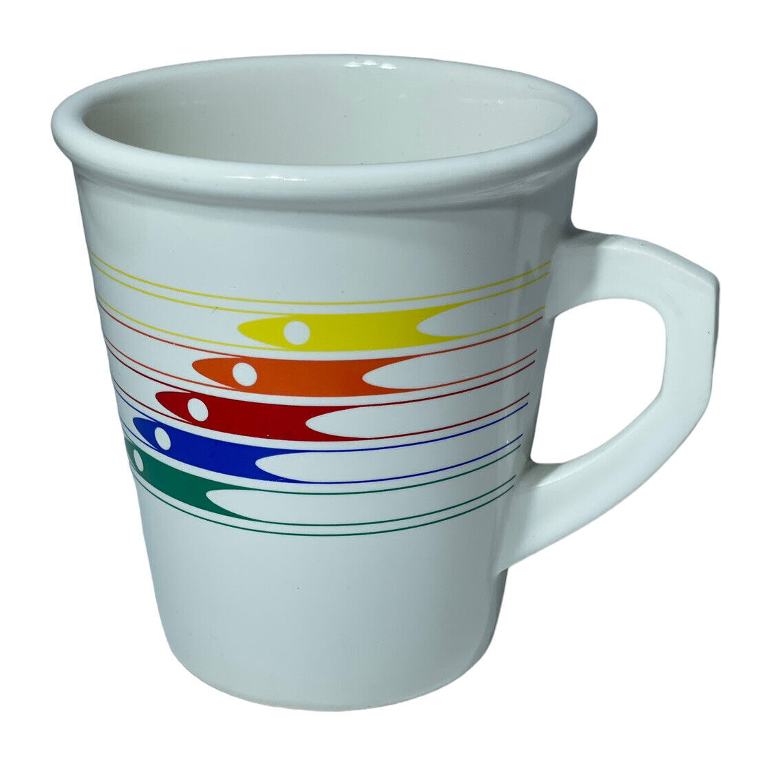 Vintage FTDA 1986 Rainbow Colors Arrows Retro Coffee Mug Cup Japan