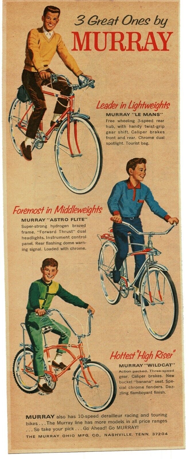 1966 MURRAY Bicycle Bike Wildcat Le Mans Astro Flite Vintage Print Ad