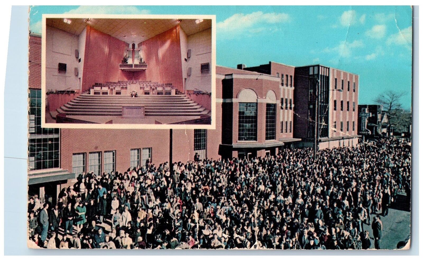 c1960’s First Baptist Church Dual View Hammond Indiana IN Unposted Postcard