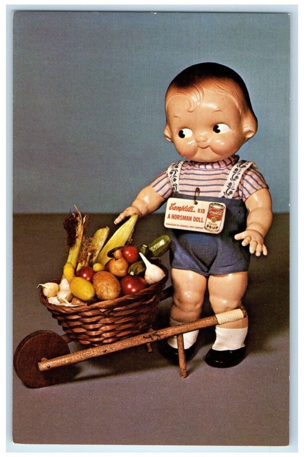 c1950\'s Campbell\'s Kid Horsman Doll Veggies In Basket Unposted Vintage Postcard