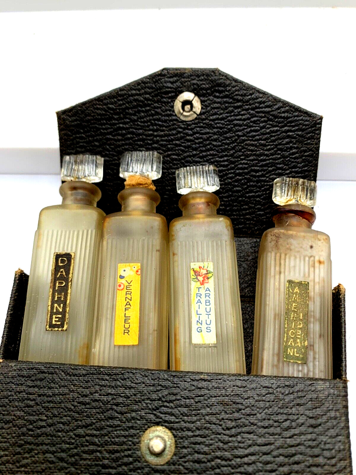 Treasure   Antique California Perfume co., Traveler’s set of 4 w/case.   1920s.