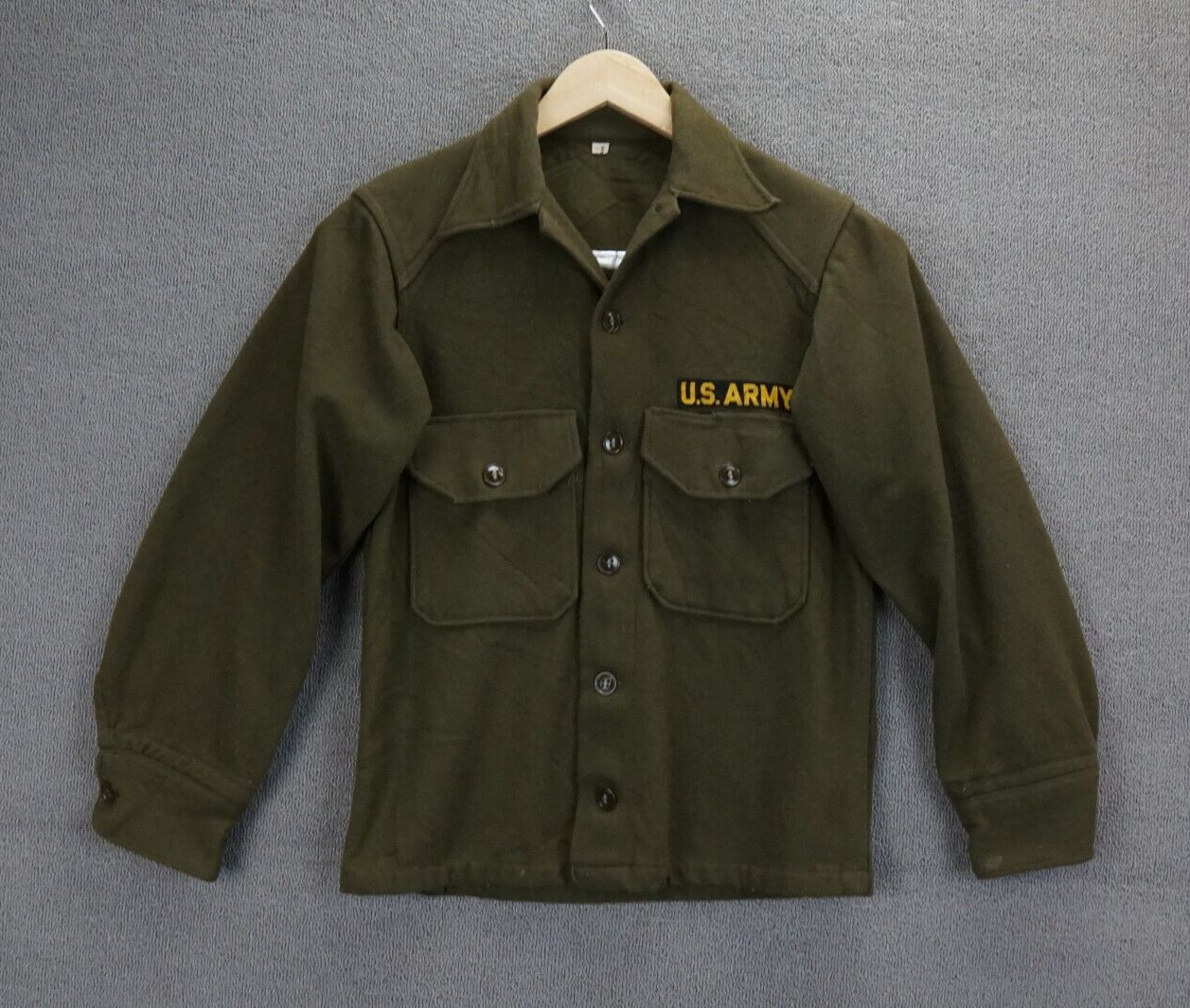Vintage US Army Field Utility Shirt Jacket Men\'s Small Wool Blend 50s Button Up