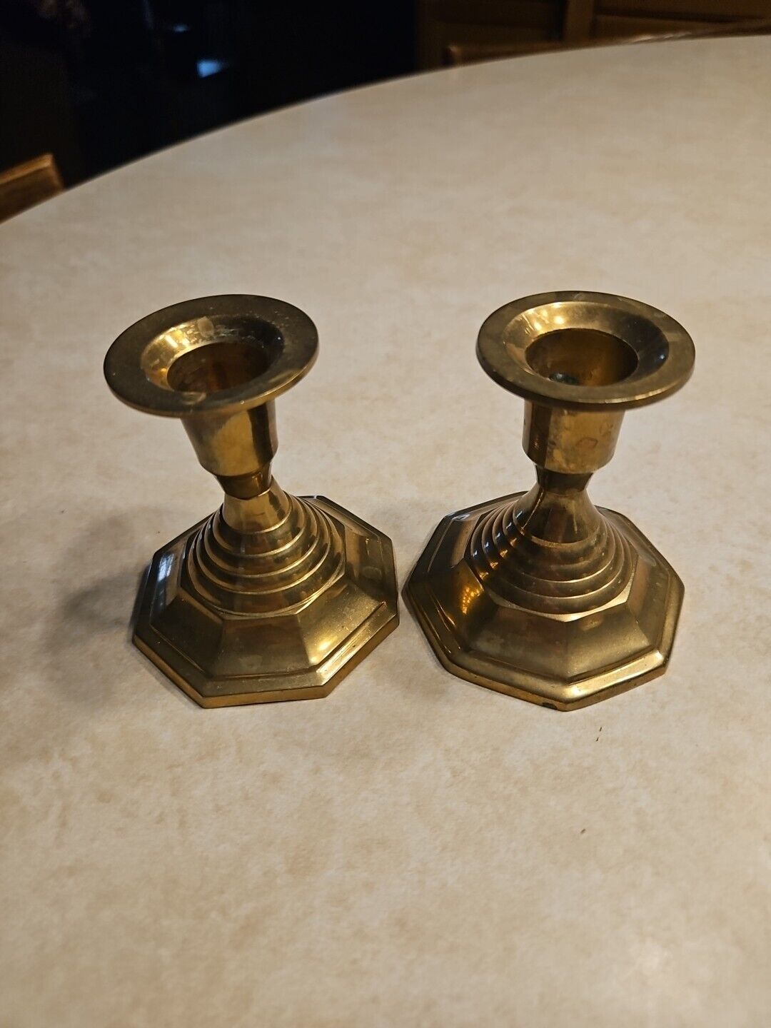 Pair of Vintage MCM India Brass Candlesticks 3.25