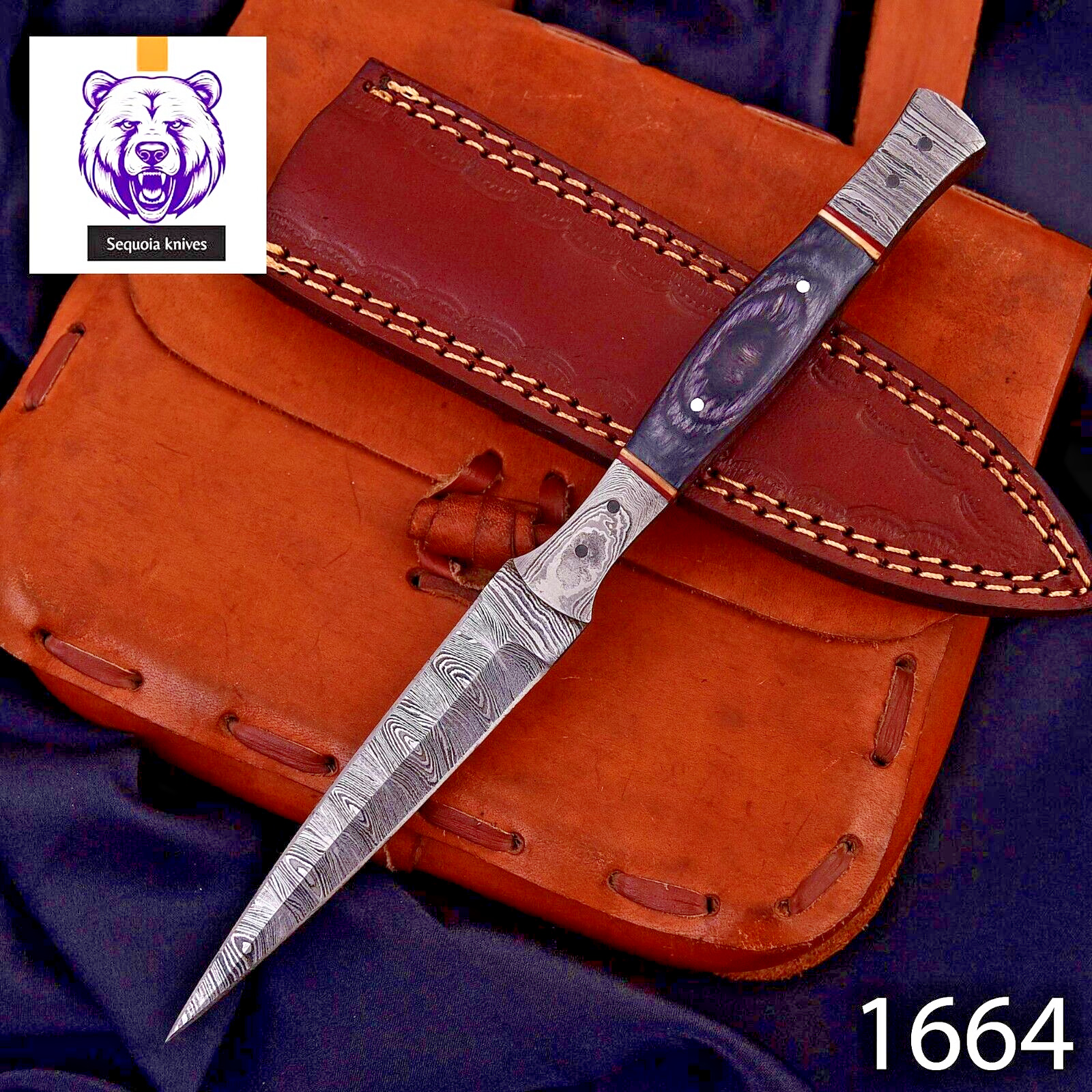 Custom Handmade HAND FORGED DAMASCUS STEEL Hunting Dagger KNIFE +SHEATH AZ 1721