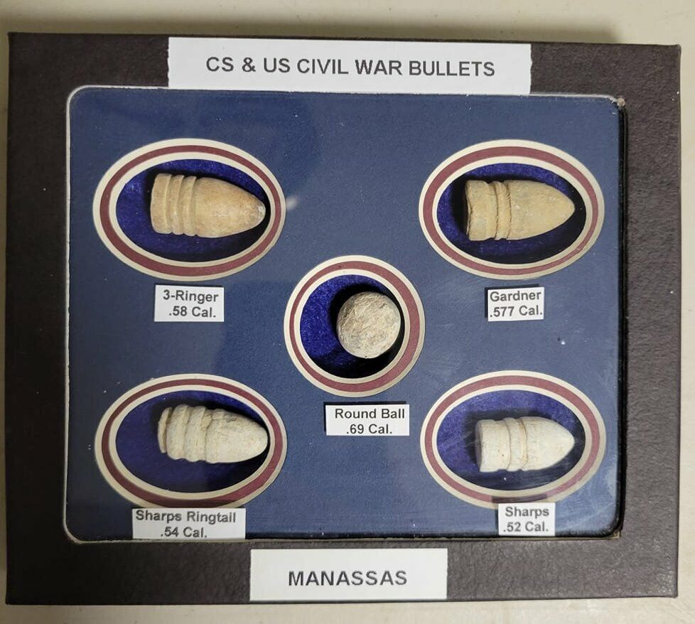 Nice Matted Starter Set Of Civil War CS & US Civil War Bullets -  Manassas