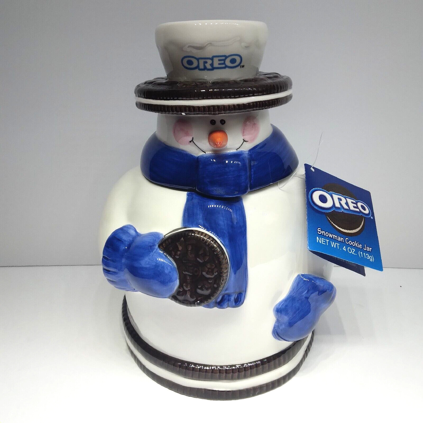 Nabisco Oreo Cookie Jar Snowman Ceramic Winter Chanukah Christmas Holiday 2001
