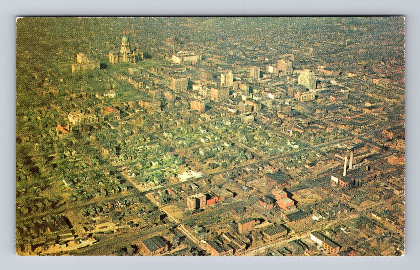 Springfield IL-Illinois, Aerial Of City Area, Antique, Vintage Postcard