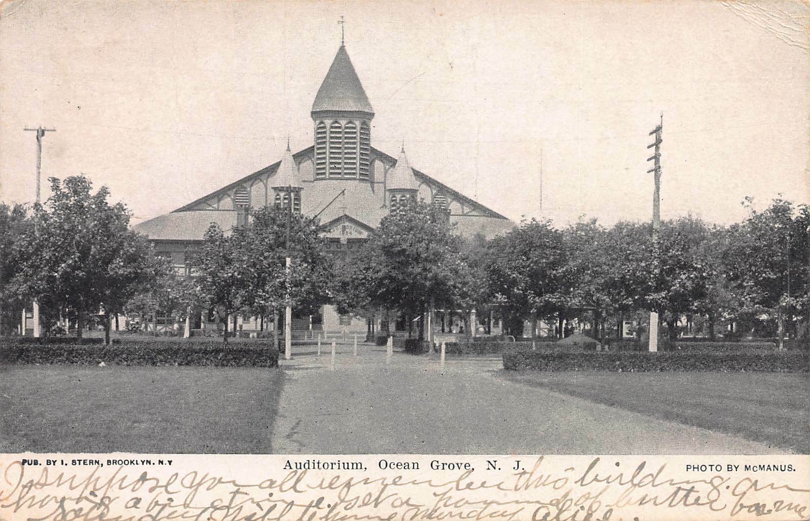 Auditorium, Ocean Grove, New Jersey, Early Postcard, Used in 1909