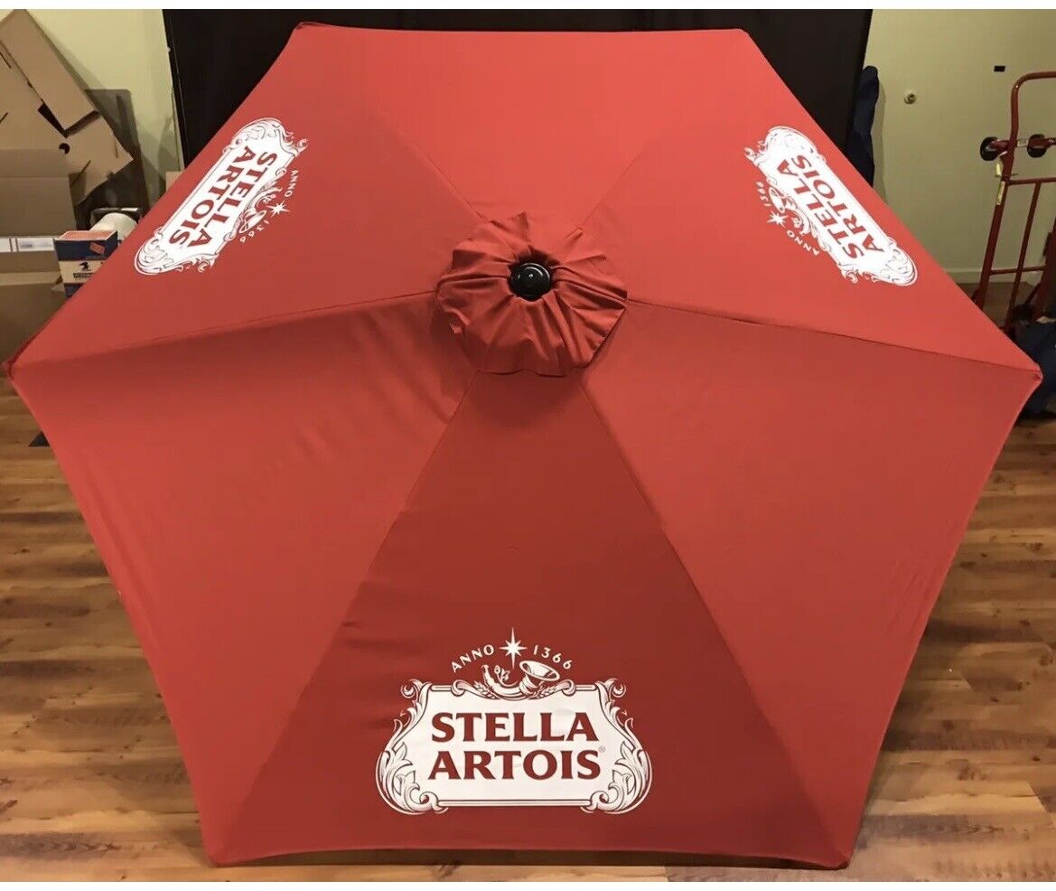 Stella Artois Beer Red Market Patio Umbrella 9’ Tall - Brand New In Box No Base