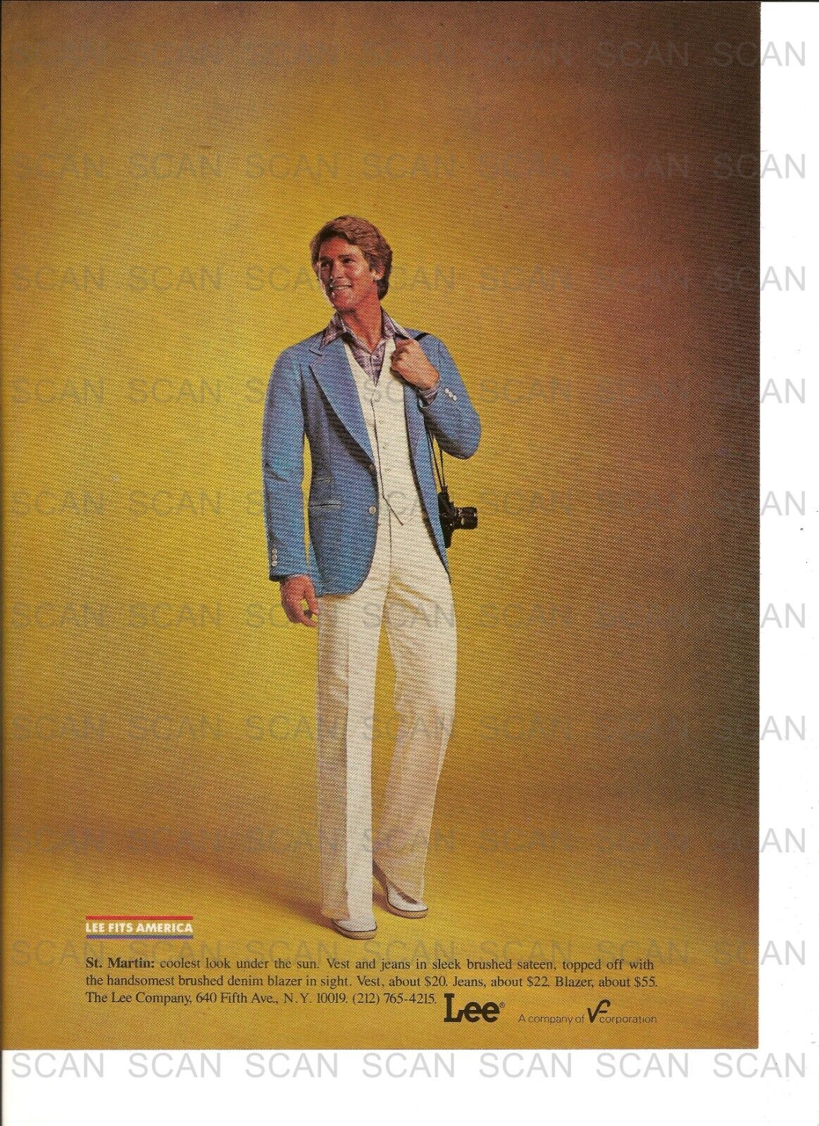1978 Lee Men\'s Clothing Vintage Magazine Ad    Preppy Guy  St. Martin Look
