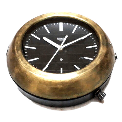 Vintage Wall Clock WEMPE Brass Black Made in GERMANY