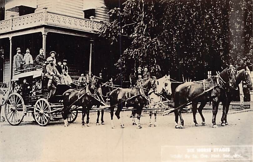 Postcard OR: RPPC Stage Coach, Southern Oregon Historical Society B&W Photo
