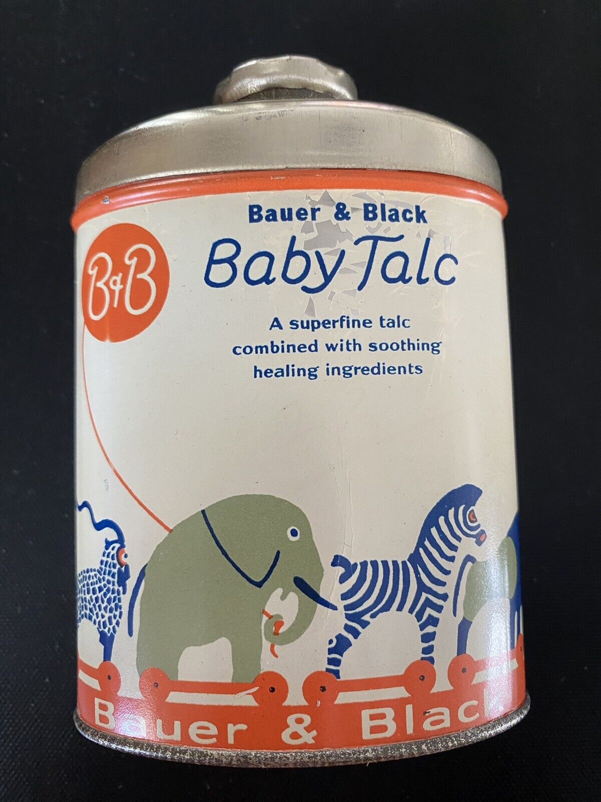 FULL, Antique 1921, Bauer & Black Baby Talc, With Darling Graphics Very Nice