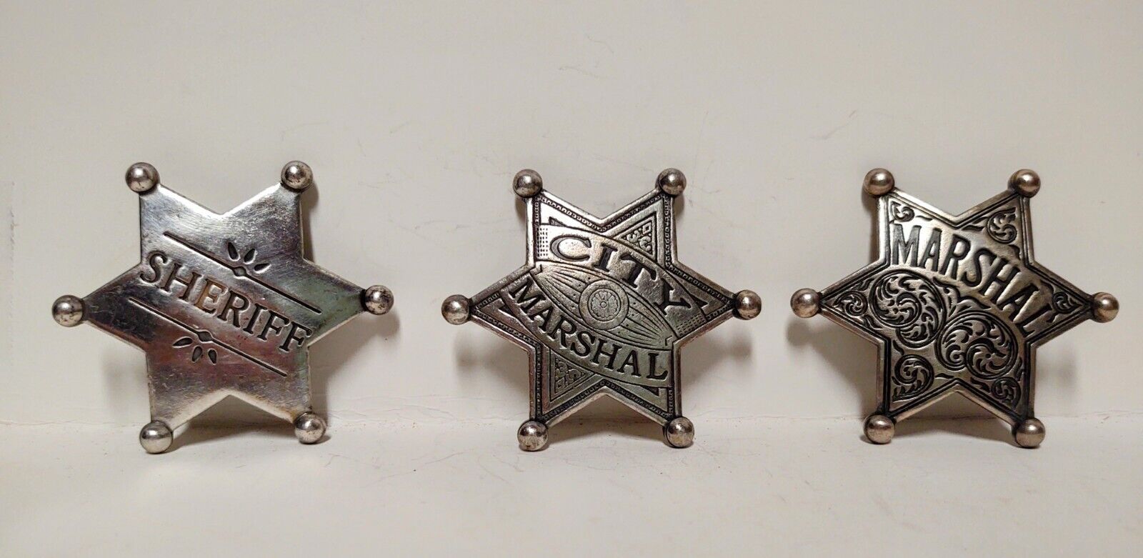 3 Vintage City Marshal - Marshal - Sheriff Badges Will not adhere to Magnet