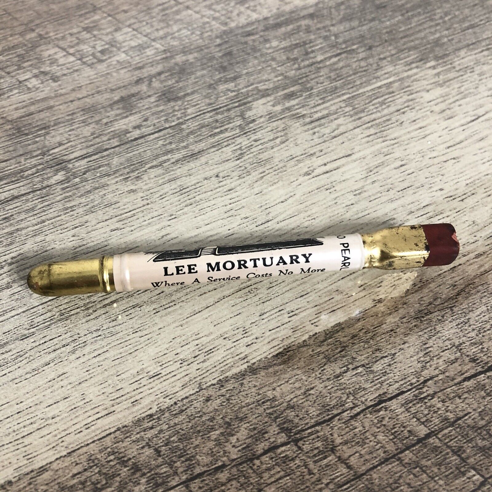 Vintage Bullet Pencil Advertising Lee Mortuary ~ Where a Service Cost No More