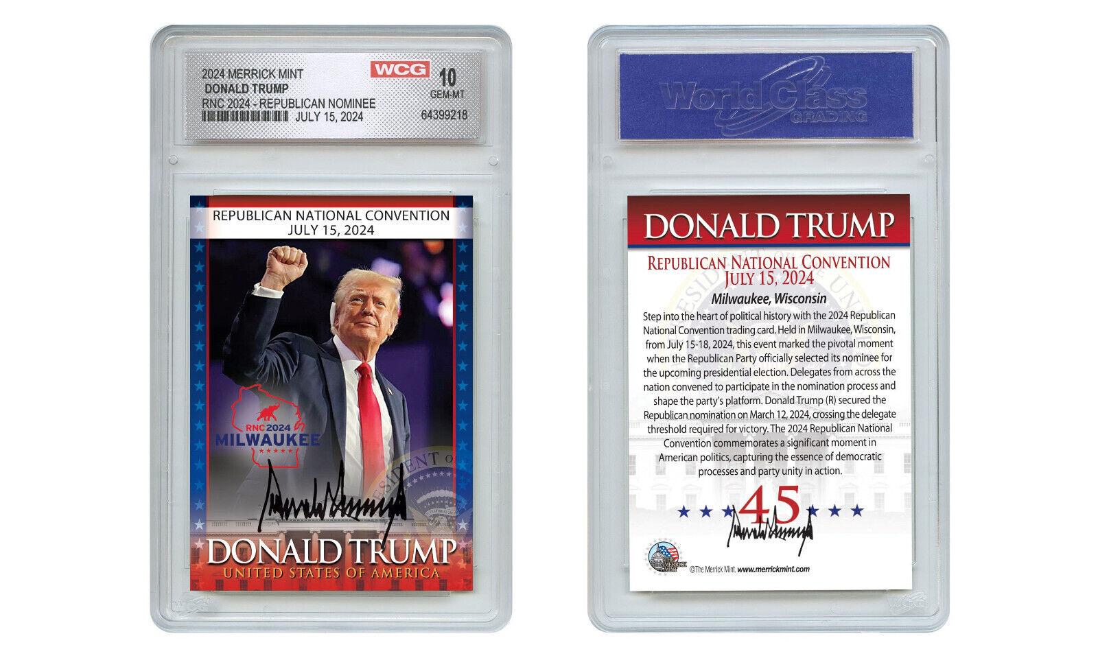 DONALD TRUMP 2024 Republican National Convention RNC Official Card - GEM MINT 10
