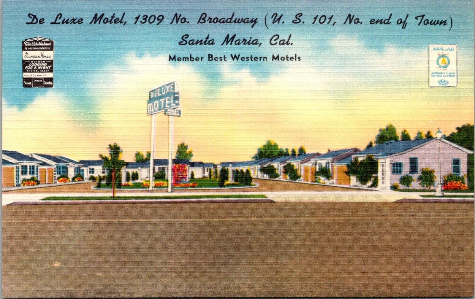 Vintage Postcard De Luxe Motel Santa Maria California