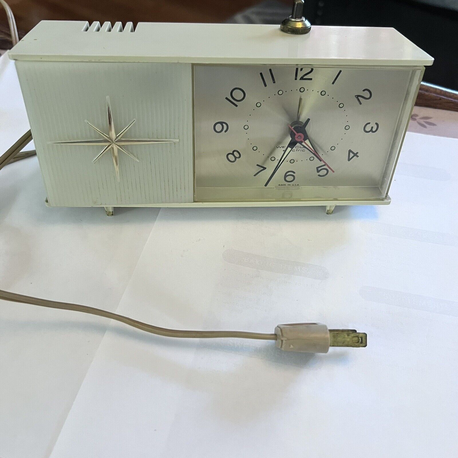 VTG Westclox Electric Alarm Clock Star Burst Moonbeam Nite-Lite Mod. S14-B WORKS