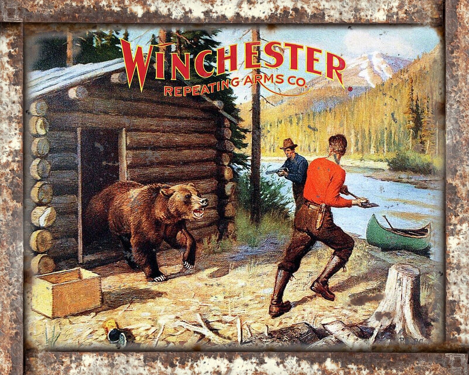 Winchester Hunting Firearms 8x10 Rustic Vintage Style Tin Sign Metal Poster