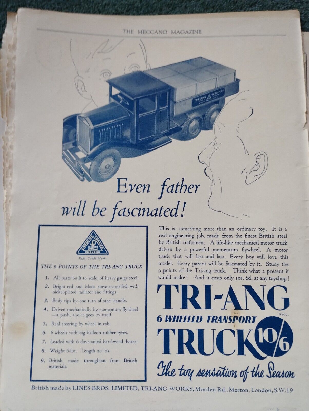 M71-9  Ephemera  1930s Advert Triang Trucks