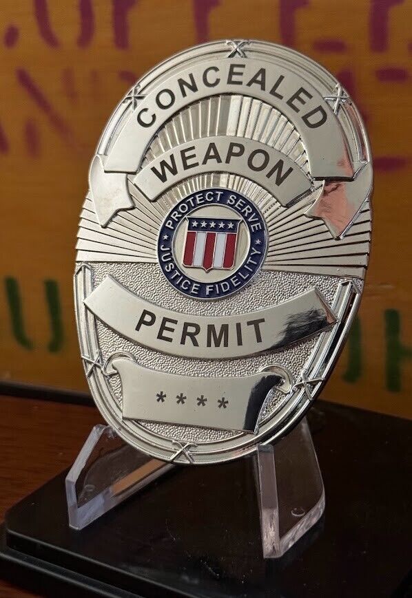 CCW Badge Concealed Weapon Permit -  Silver plated
