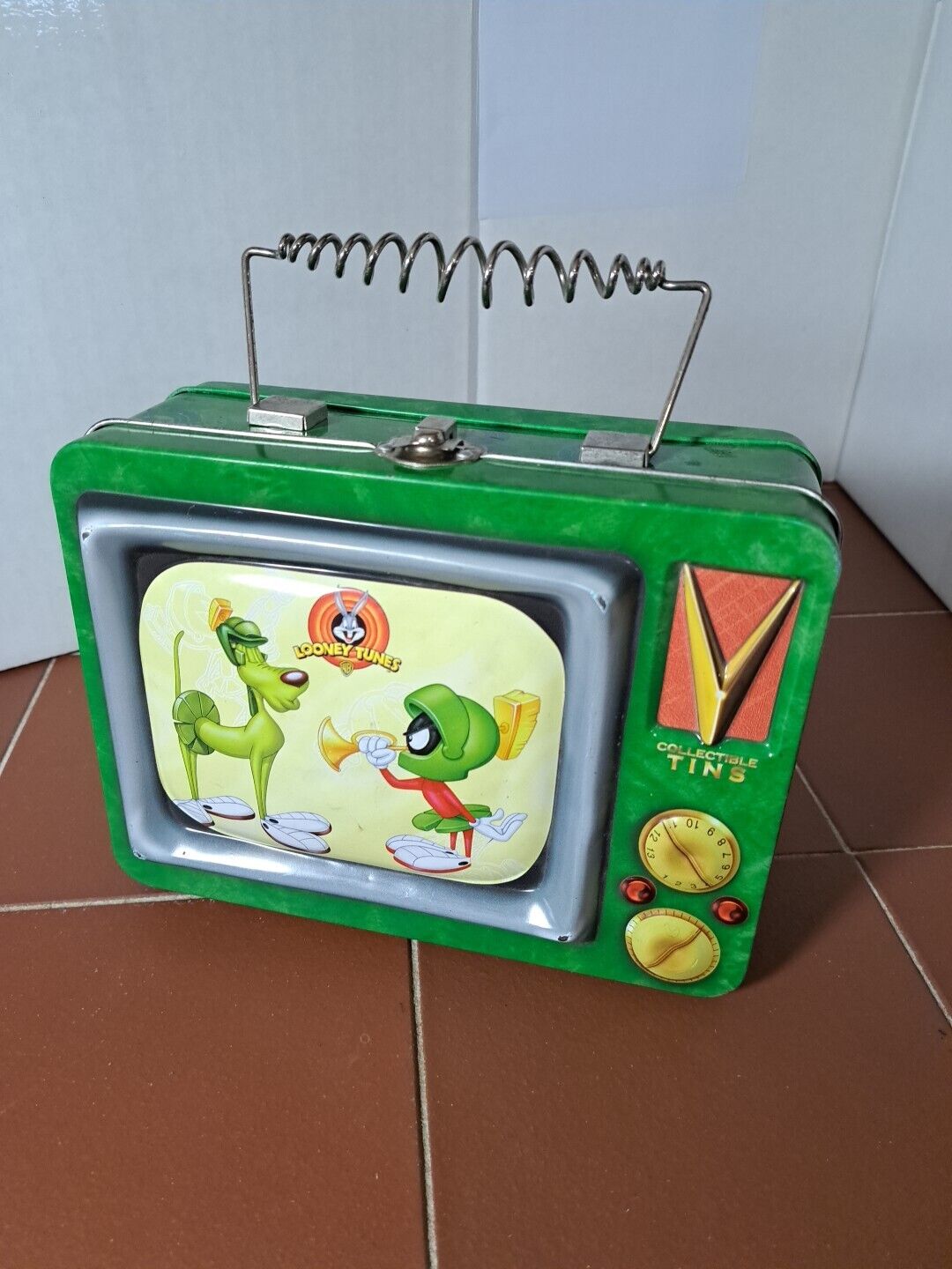Vtg Looney Tunes Tins Marvin The Martian Metal Lunch Box Dings & Dents